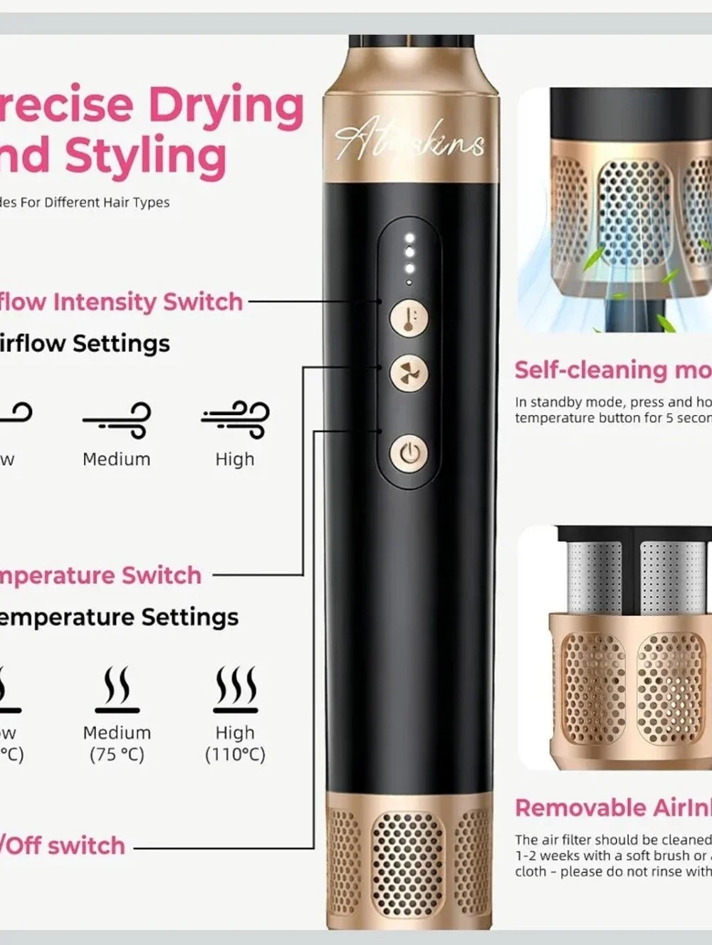 NEW! 7 in 1 Hair Multi-Styler & Blow Dryer Set: Curler, Straightener, Diffuser